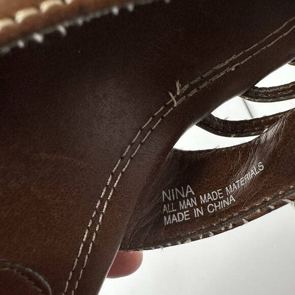 Y2K Self Esteem Nina Heeled Sandals Womens Sz 6 Brown Strappy Faux Leather 2.5" - Picture 10 of 11